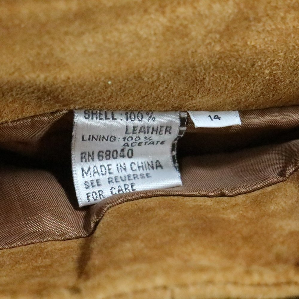 VTG CEDARS Genuine Palomino Leather Skirt Sz 14 - Picture 8 of 16
